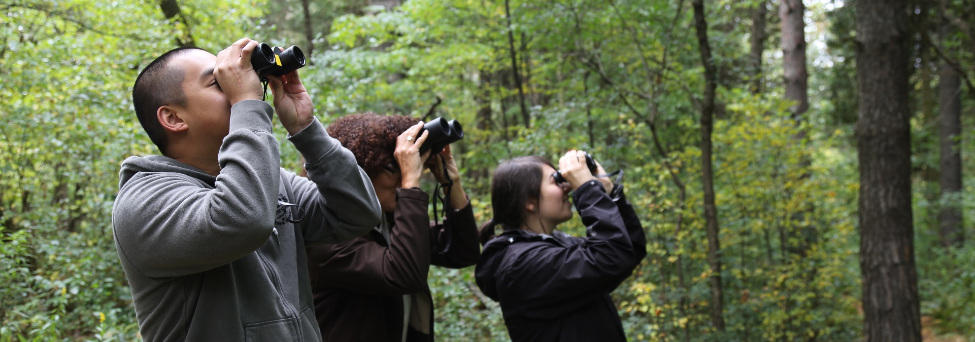 bird watchers at Kortright Centre