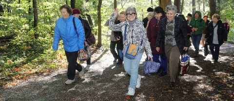 seniors enjoy a nature hike at Kortright Centre for Conservation