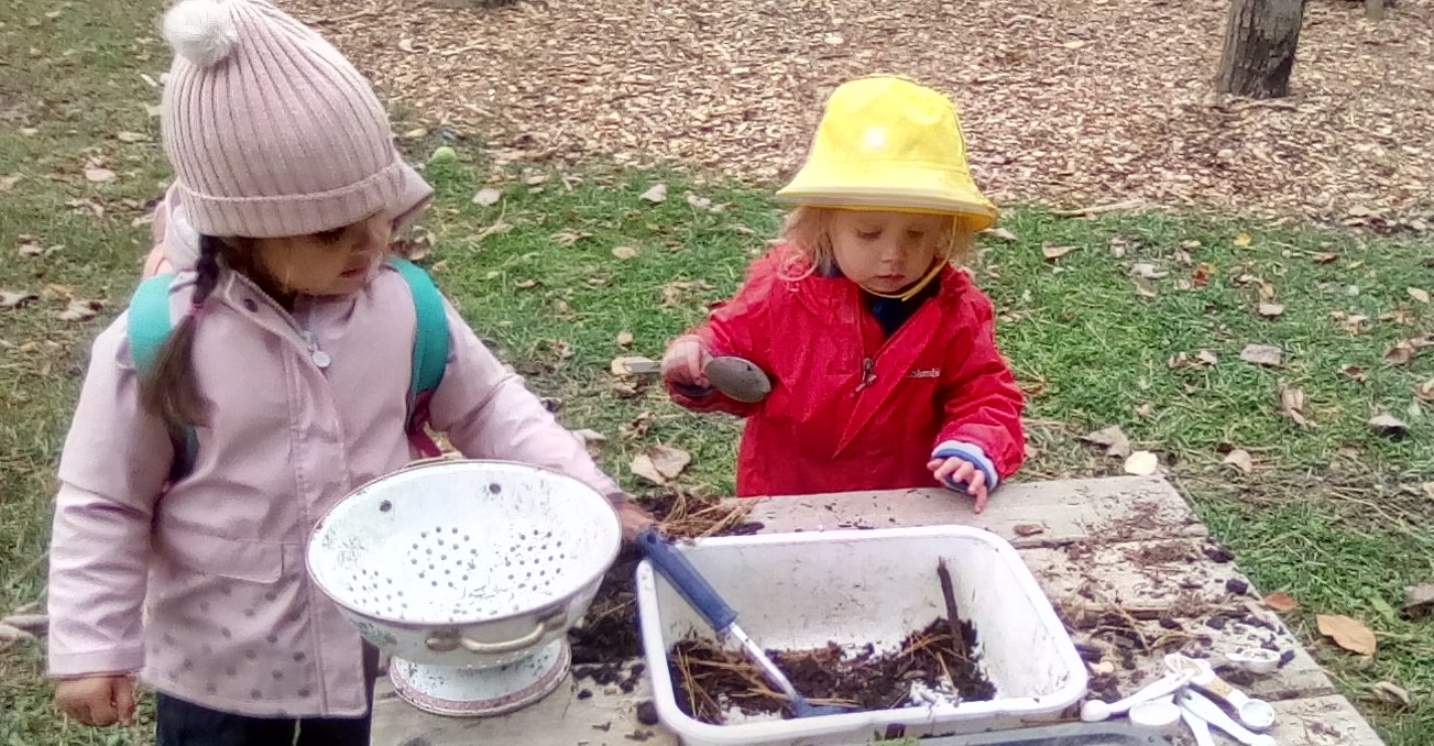 Nature school students get creative in the mud kitchen