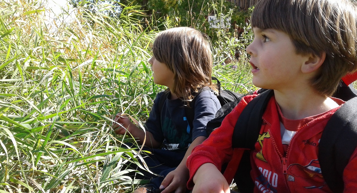 young boy and girl take part in Nature School weekend program at Kortright Centre for Conservation