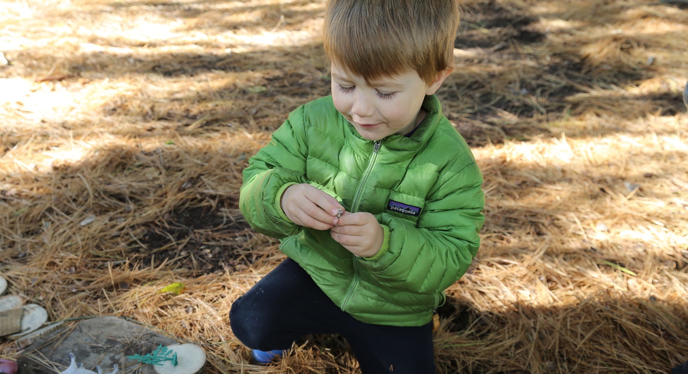 young student takes part in The Nature School Little Saplings parent and tot program at Kortright Centre for Conservation