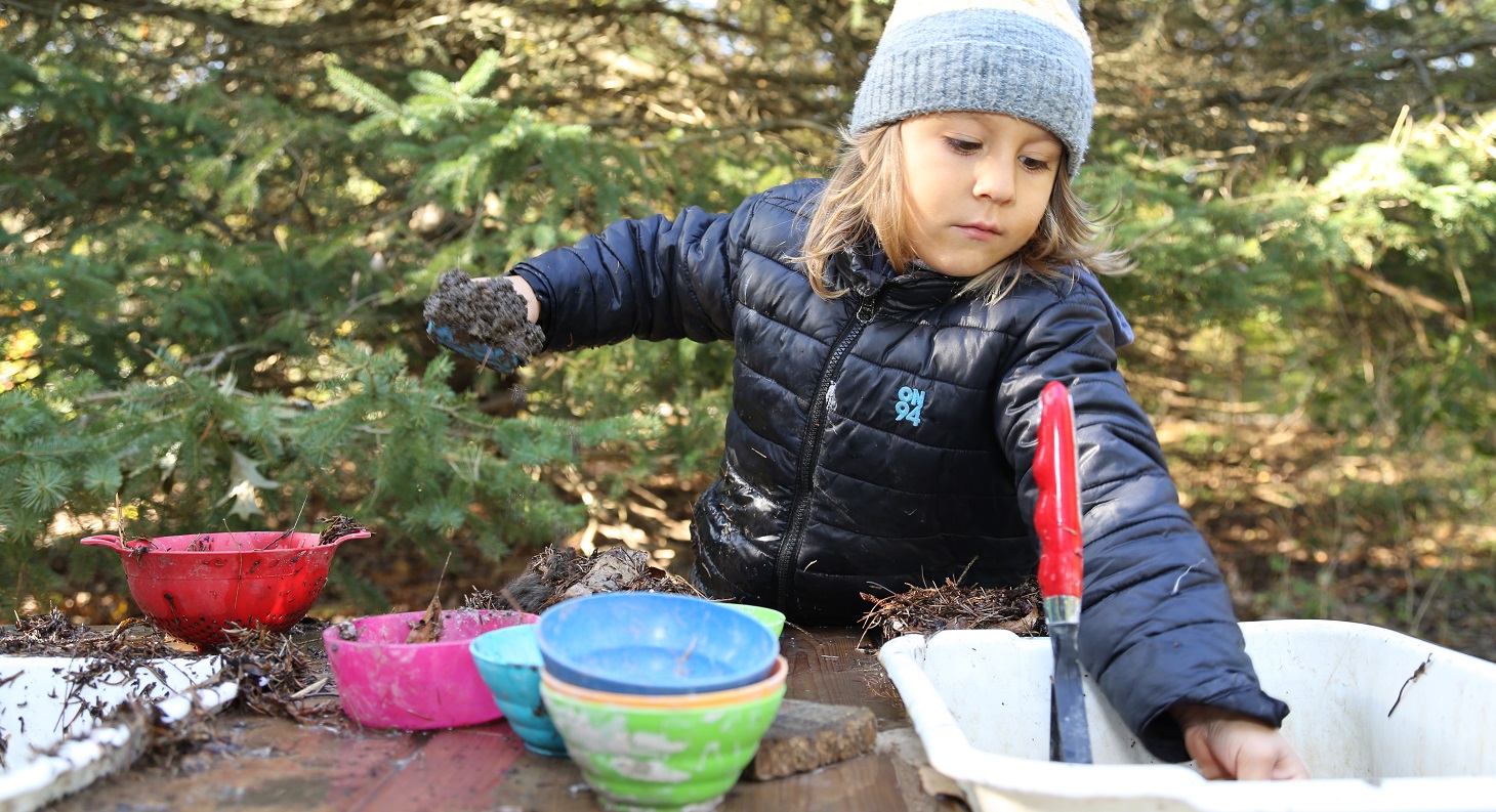 student takes part in Little Saplings Parents and Tots program at Kortright Centre