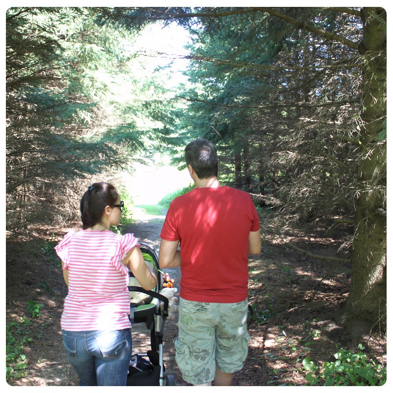 a young family explores the trails at Kortright Centre for Conservation