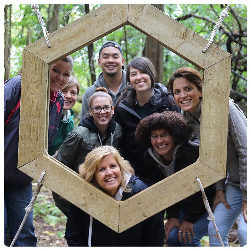 corporate group takes part in team building exercise at Kortright Centre for Conservation