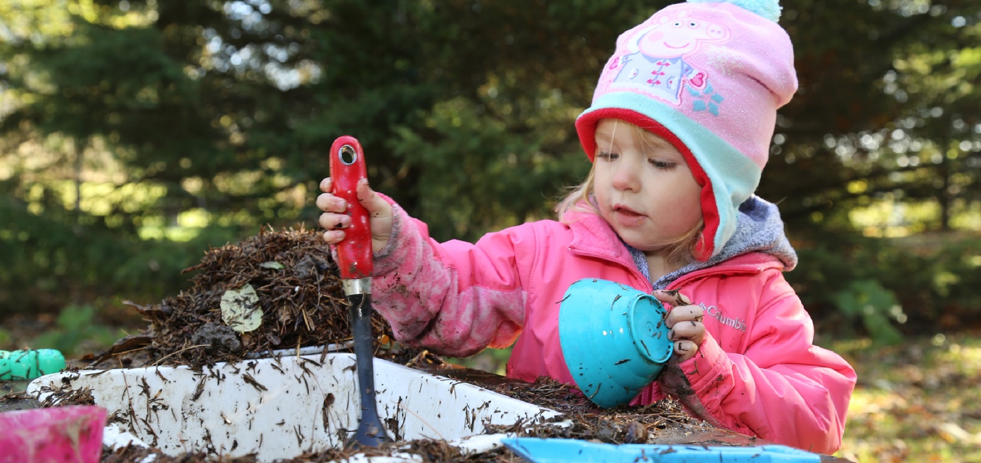 a four-year-old takes part in the Little Saplings program at Kortright Centre for Conservation